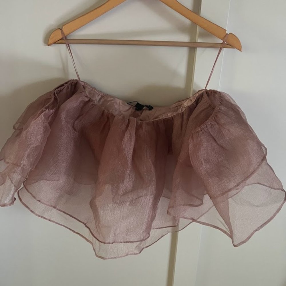 BARBIE INSPO BLUSH TULLE CROP TOP - VICI COLLECTION - NWT! SIZE - S